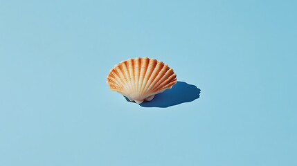 Seashell on light blue surface simple