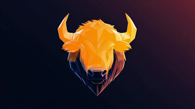 Geometric bull animation with lighting transitions for dynamic brand visuals