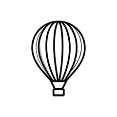 Hot Air Balloon Icon Simple Line Style on Transparent Background Isolated