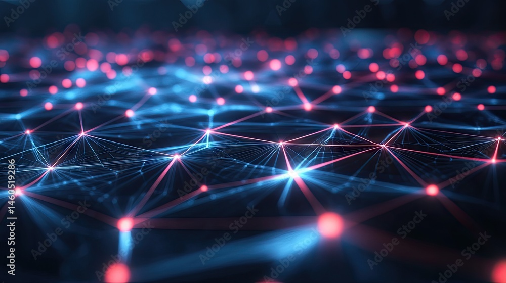 Poster a futuristic data center filled with high-tech servers. illuminated by glowing orange lines represen