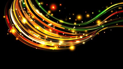 Fototapeta premium An array of vibrant and light-filled bands stretch across a dark background, luminous and bright