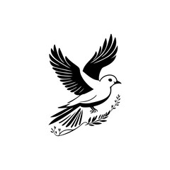Obraz premium Elegant monochrome avian illustration symbolizing serenity and natural beauty
