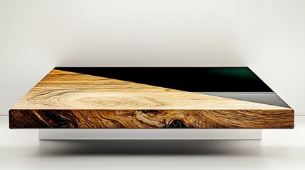 Modern coffee table, wood and resin