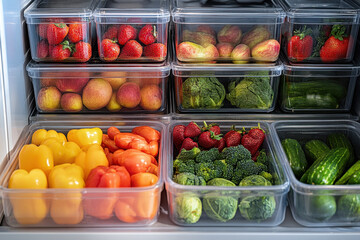 A fridge full of various vegetables.