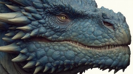 Detailed CloseUp of a Mythical Creature with Textured Scales and Sharp Spikes Ideal for Fanta