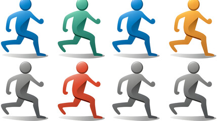 Running Men Flat Grey Pictogram Symbol for Professional Use