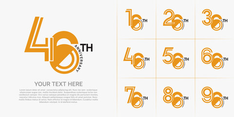 Anniversary logo type set with double line number. orange and black color can be use special moment