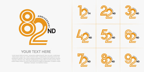 Anniversary logo type set with double line number. orange and black color can be use special moment