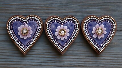Fototapeta premium Lavender Heart Ornaments Romantic Handmade Decor.