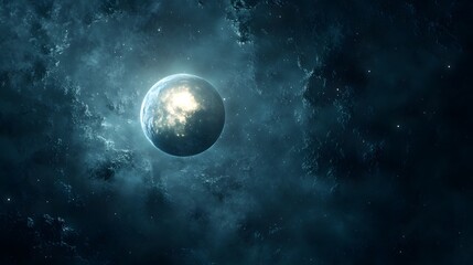 Celestial sphere with luminous planet