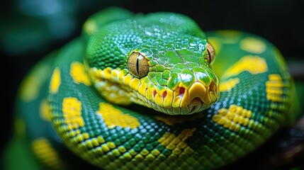 Obraz premium Green Tree Python CloseUp.