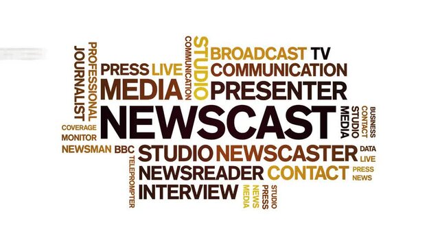 Newscast animated word cloud;text design animation tag kinetic typography seamless loop.