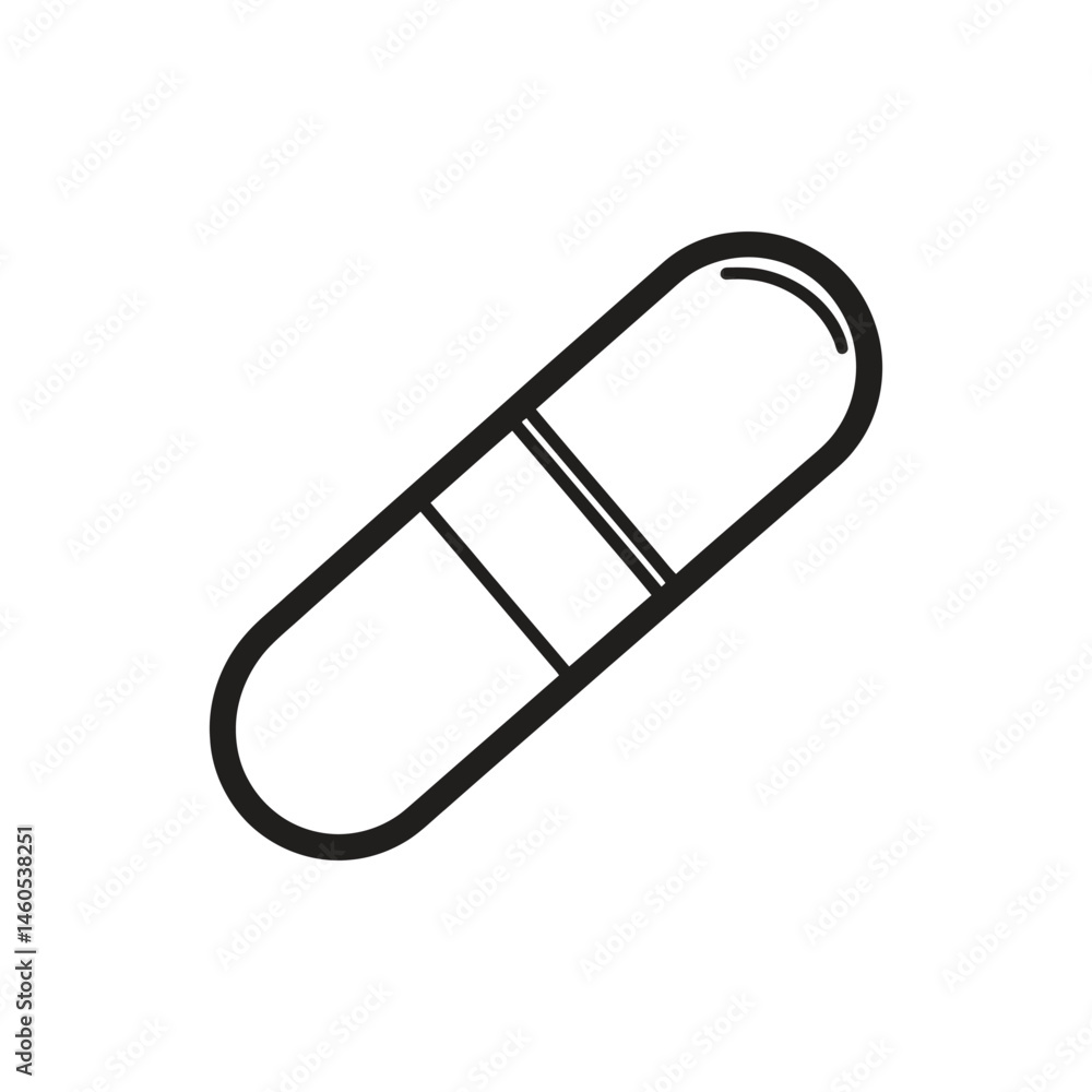 Poster Isolated Capsule on Transparent Background with Outline Style