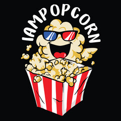 popcorn watching movie mascot design.eps