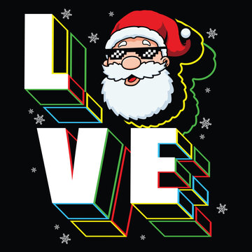 santa claus in love text art.eps