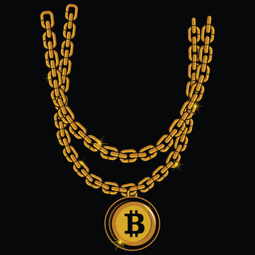 bitcoin necklace hiphop design logo.eps