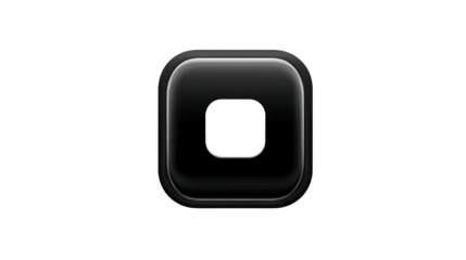 Minimalist Black Square with Rounded Corners and Central Cutout Modern Design Element for User