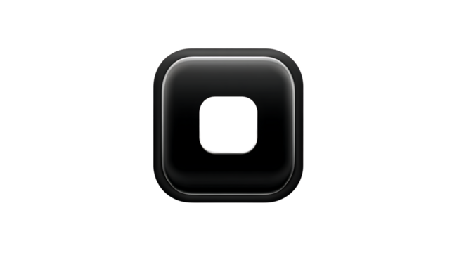Minimalist Black Square with Rounded Corners and Central Cutout Modern Design Element for User