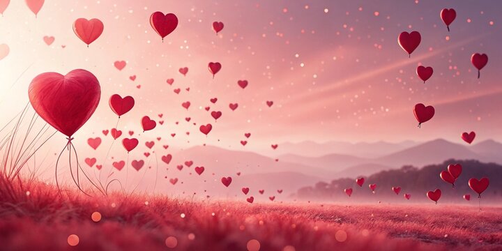 red pink love hearts background