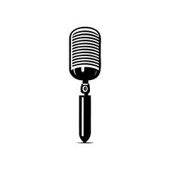 Fototapeta premium Vintage microphone silhouette for vocal performance and broadcasting design