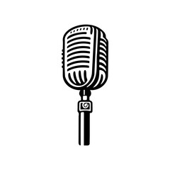 Fototapeta premium Retro microphone illustration, representing vocal performance or broadcasting essence