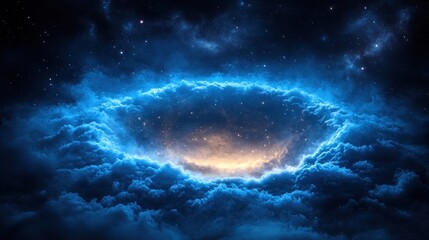 Fototapeta premium Celestial Nebula: A Glimmer of Light in the Cosmic Clouds