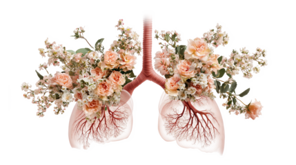 Realistic Lungs Composed of Blooming Flowers