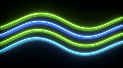 Neon Wave Abstract Background Green  Blue Glow.