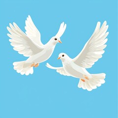 Obraz premium Two white doves in flight