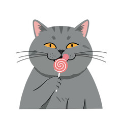 Cute pink frosted donut character with sprinkles and smiling face vector illustration with bow 