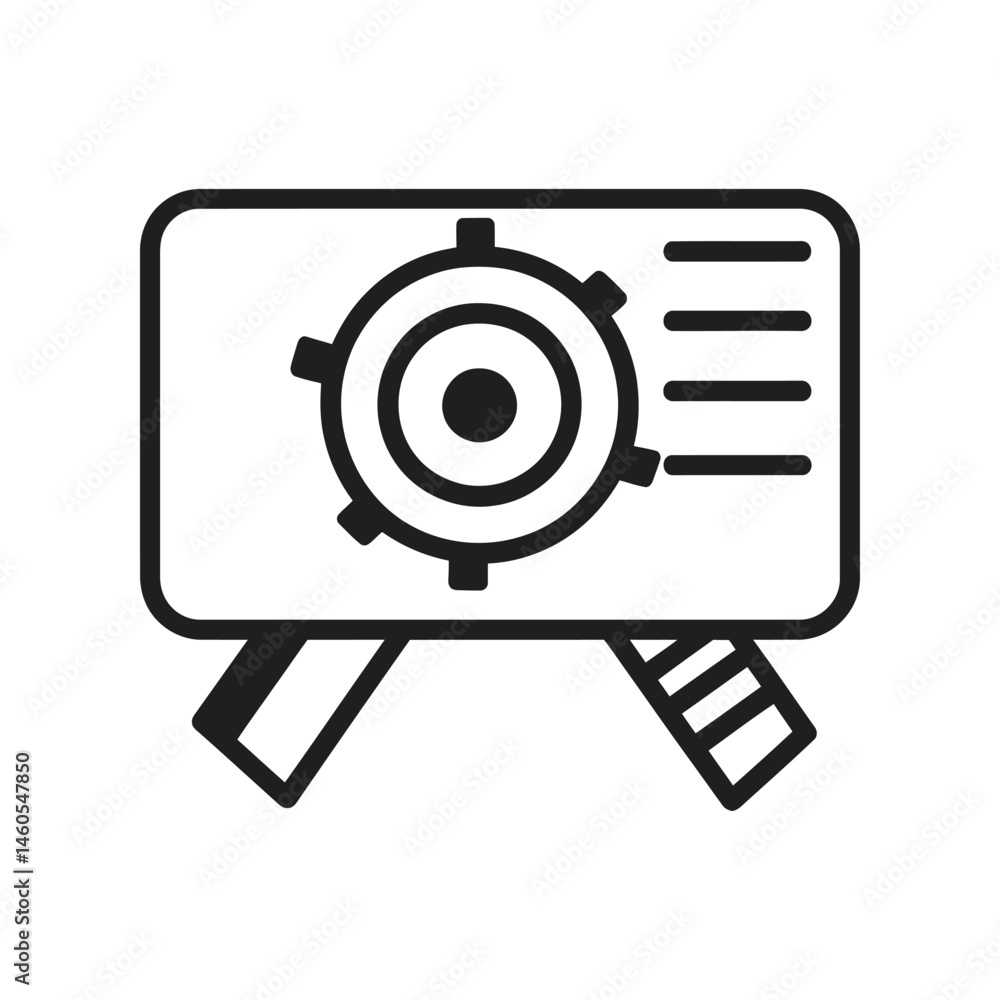 Poster isolated machine gear display unit icon in bold line style and white backdrop