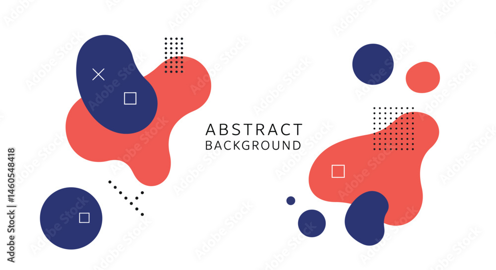Poster abstract blue and red shapes with geometric elements vector illustration for creative design and mod
