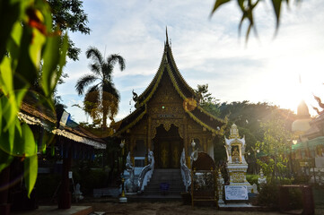 Fototapeta premium Chapel Lanna Architecture, Symbols of Buddhism, South East Asia at Buak Krok Luang Temple, Chiang Mai, Northern Thailand