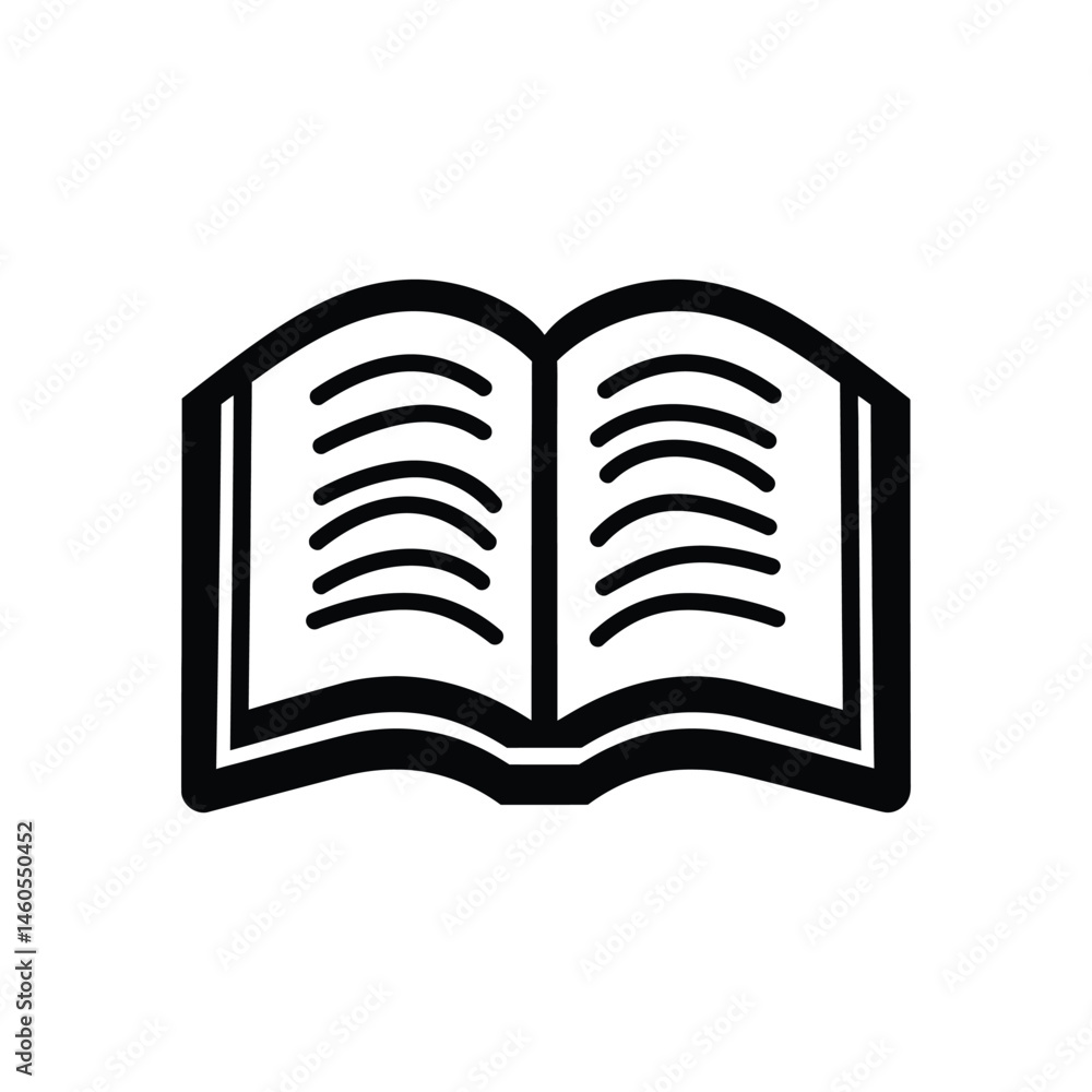 Aufkleber isolated open book icon in simple style with bold outline on white background