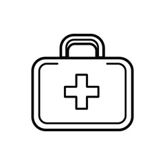 Obraz premium Isolated Outline Black First Aid Kit with Handle on Transparent Background