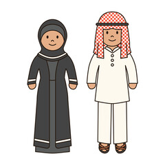TRADITIONAL ARABIAN costume male and female illustration cute kawaii style cultural diversity couple clothing dress outfit around the world ethnic fashion