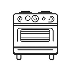 Fototapeta premium Isolated Outline Drawing of Stove with Transparent Background | Kitchen Appliance