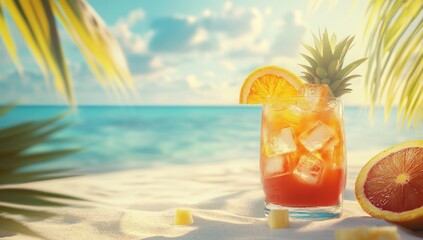Tropical drink on a beach