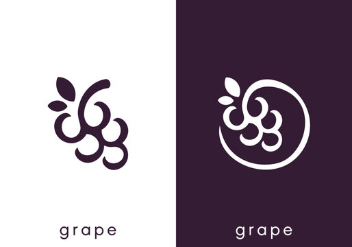 simple creative grape logo design vector	
