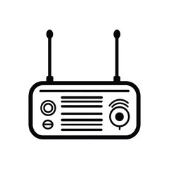 Fototapeta premium Isolated Retro Radio Silhouette with Antenna, Transparent Background Icon