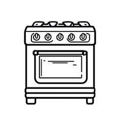 Isolated Stove Icon with Black Outline and Transparent Background in Simple Style