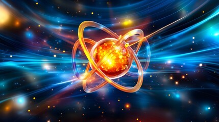 A vibrant representation of an atomic structure.