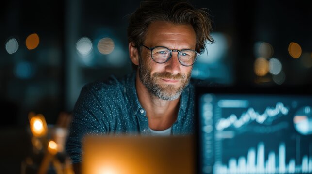 Business consultant using AI to optimize company growth strategies.