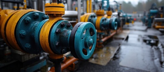 Obraz premium Industrial Valves in Outdoor Facility