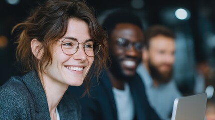 Obraz premium Young professionals using AI tools for business development strategies.