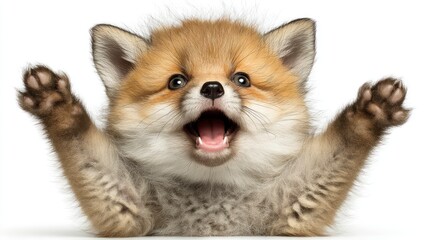 Obraz premium Adorable Baby Fox Cub with Playful Expression Perfect for Wildlife Nature and Animal Themes