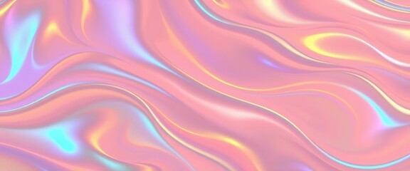 Obraz premium Abstract bright wavy texture, iridescent sheen, elegant curves, dynamic, glossy