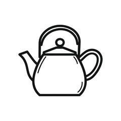 Obraz premium Kettle Line Art Icon with Handle and Spout on Transparent Background Design