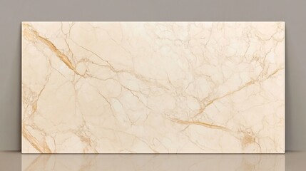 Natural cream marble with honey veins seamless tile surface in flat lay with warm reflective tone overlay cut out on isolated transparent removed background