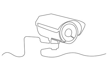 Obraz premium Continuous one line drawing of CCTV. Single line drawing illustration of CCTV to monitor traffic movements. Security systems concept vector art. Doodle line illustration.